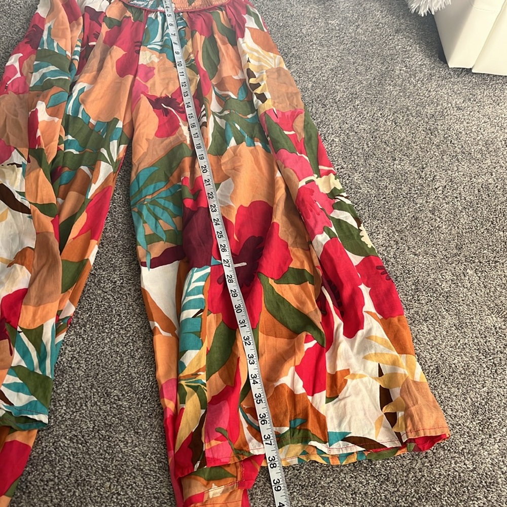 Wide Leg Tropical Print Palazzo Pants - Pink Multi - Picture 4 of 7